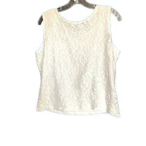 Sarah B Studio Women's Fully Lined Sleeveless White Lace Camisole Size Large